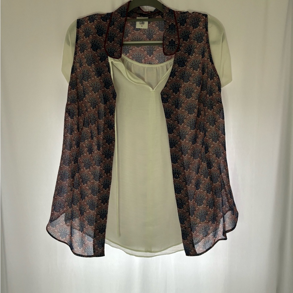 Cabi 2 in 1 shirt/short sleeve cardigan